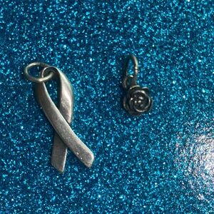2 James averry 925 Silver Ribbon and Rose Charms